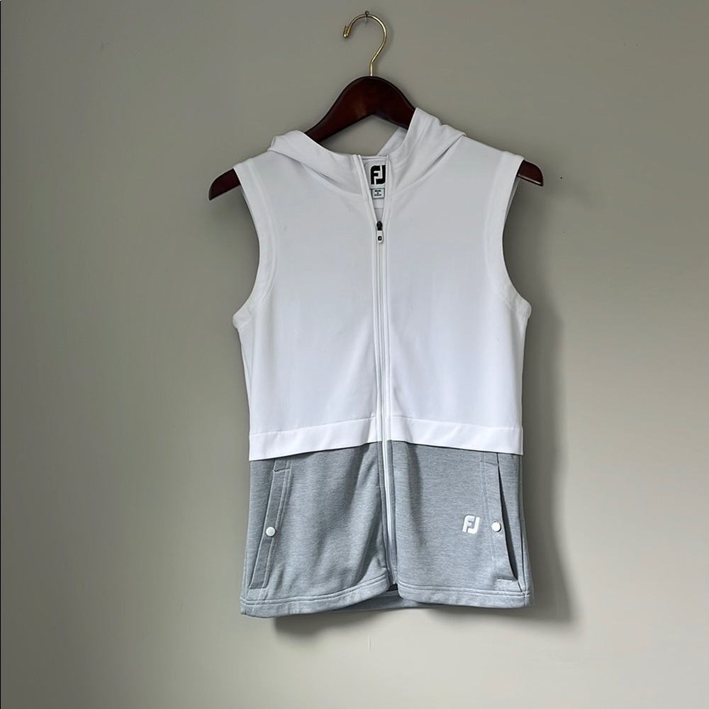 FootJoy White and Gray Zip-Up Vest